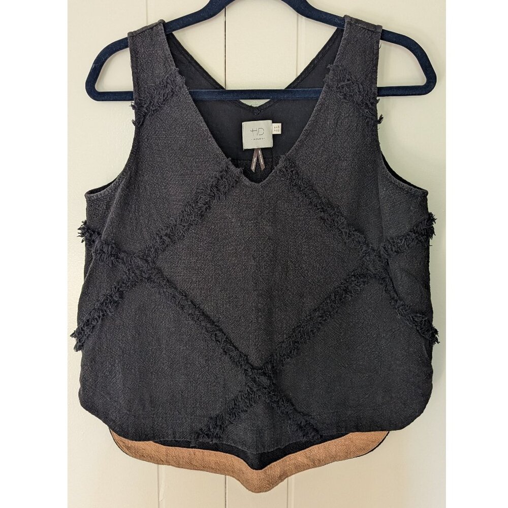 Anthropologie HD in Paris Textured Linen V-Neck Sleeveless Top | 4P